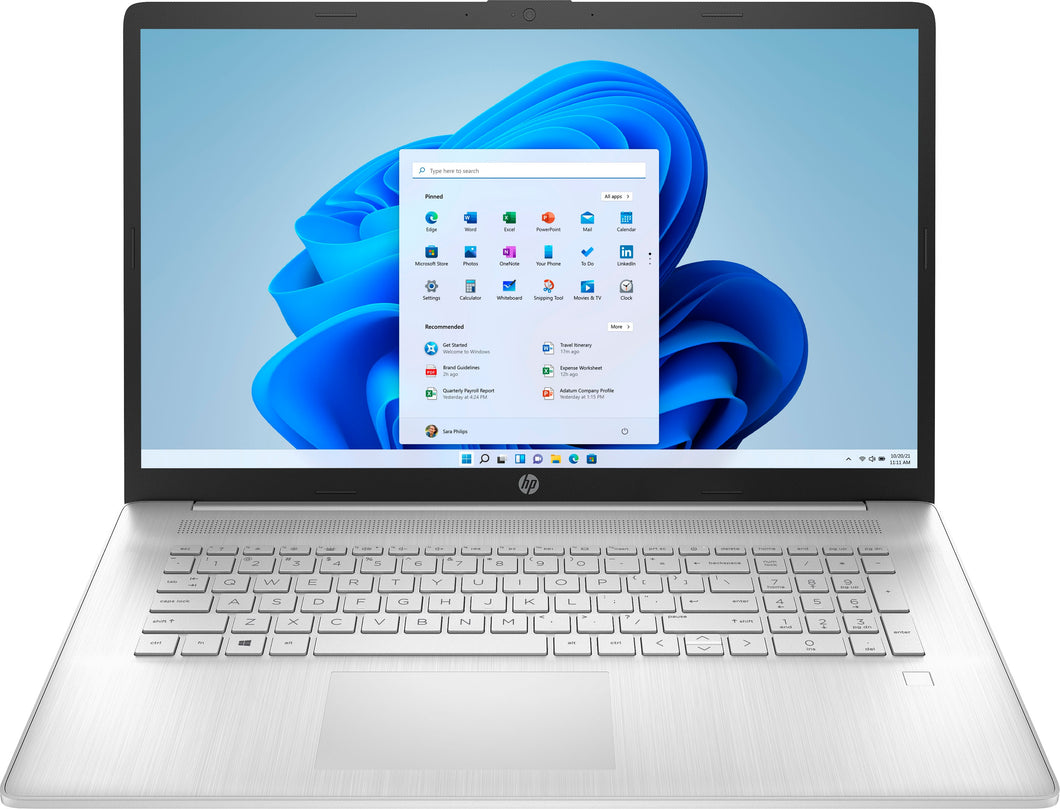Certified Refurbished HP - 17-cn0013dx Laptop, Intel Core i3-1115G4, 8GB DDR4 RAM, 1TB 5400 RPM HDD, Intel UHD Graphics, Windows 10 Home, Natural Silver